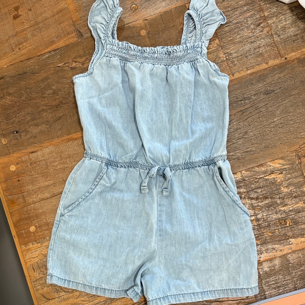 Light Blue Kids Chambray Romper